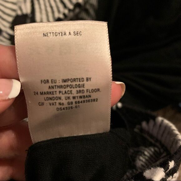 Maeve Anthropologie Womens Windfall Shift Dress Small P Black White Text… - Picture 6 of 8